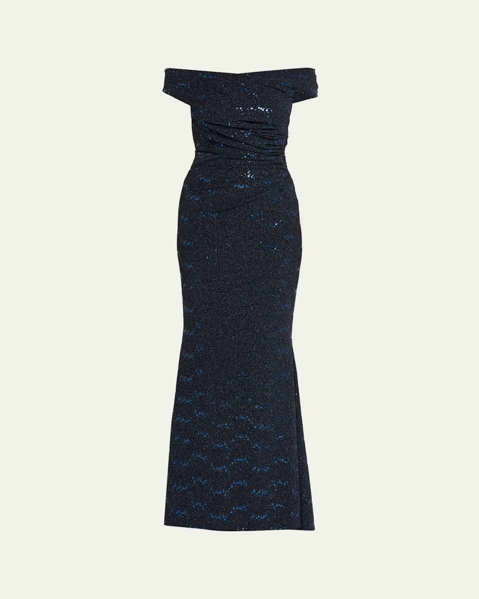 Stardust Jersey Off-The-Shoulder Gown